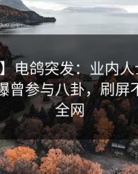 【爆料】电鸽突发：业内人士在夜间时刻被曝曾参与八卦，刷屏不断席卷全网