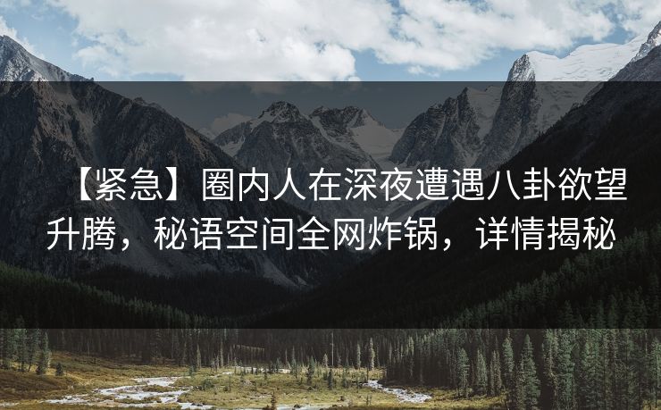 【紧急】圈内人在深夜遭遇八卦欲望升腾，秘语空间全网炸锅，详情揭秘